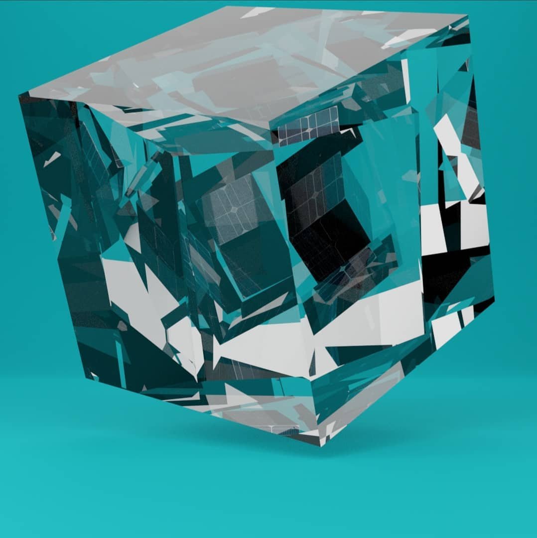 3D render of a glass cube by jampre