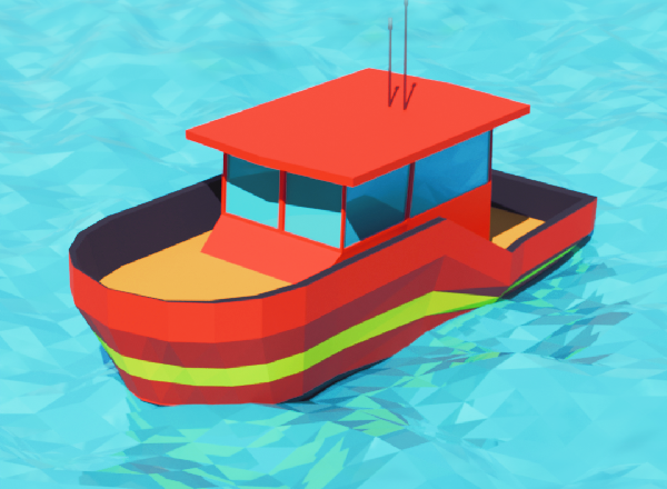 Low poly Boat 3D Model