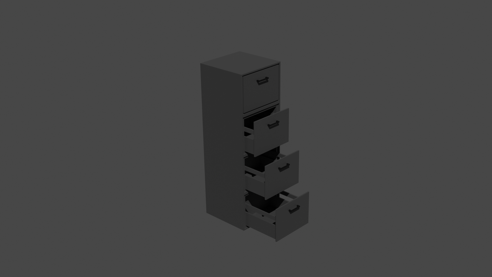 Low poly file cabinet 3D model