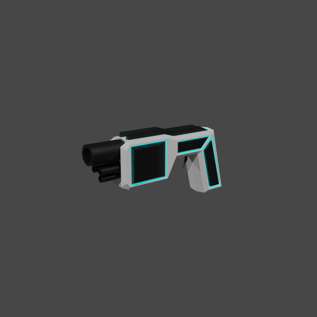 Low poly retro sci fi gun 3D model